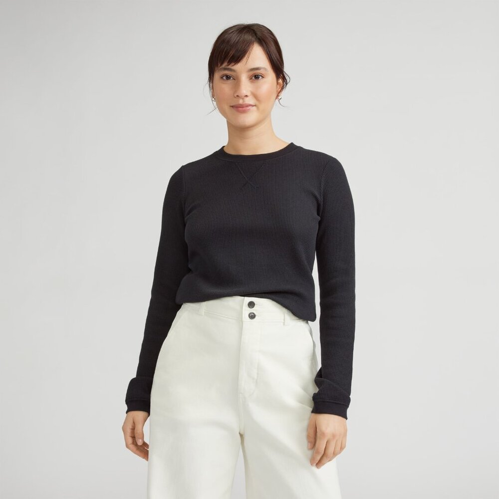 Everlane The Organic Cotton Waffle Tee Black Base - Size M